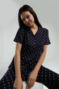 AR3226 - Lacivert - Arnetta Kadın Gömlek Pijama Takımı