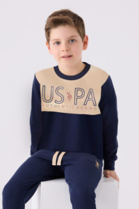 US1922 - Bej - U.S. Polo Assn Kids Erkek Çocuk Eşofman Takımı