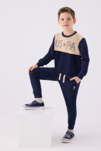 US1922 - Bej - U.S. Polo Assn Kids Erkek Çocuk Eşofman Takımı