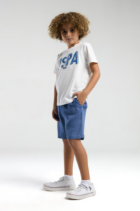 US2039 - Beyaz - U.S. Polo Assn Erkek Bermuda Takımı