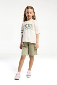 US2070 - Açık Bej - U.S. Polo Assn Kız Bermuda Takım