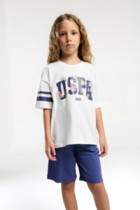 US2070 - Beyaz - U.S. Polo Assn Kız Bermuda Takım