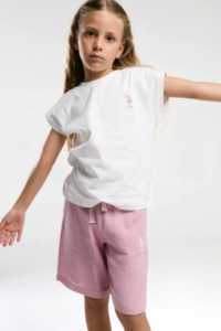 US2092 - Beyaz - U.S. Polo Assn Kız Bermuda Takım